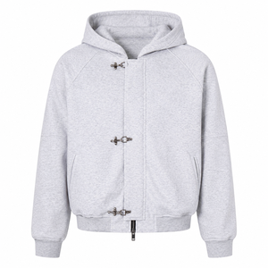 Sweat-shirt à capuche style américain avec boucle métallique, unisexe, pour couples, coupe ample décontractée, en coton-polyester 440g, design automne - Product Image 3
