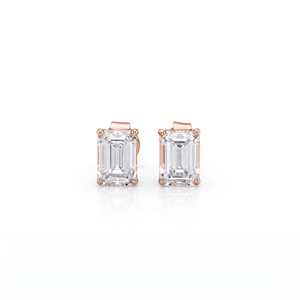 Moissanite <b>Emerald</b> Cut Lab Grown Diamond Solitaire Bridal <b>Stud</b> <b>Earrings</b> IGI Certified Elegant Jewelry 10K 14K 18K Solid Gold - Product Image 3