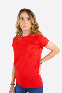 Camisetas Ligeras de Lana para Mujer TINDO GEARS - Tela Suave, Manga Corta, Estilo Casual, Logotipo Personalizable, Impresión por Transferencia de Calor - Product Image 5