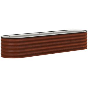 Kit Fai-da-te per Orto Rialzato in Metallo Zincato 2,4m x 0,6m x 0,4m con Bordo di Sicurezza Marrone per Piante da Esterno - Product Image 1