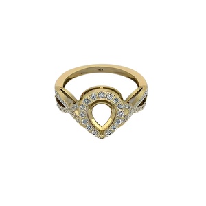 Anillo de Plata 925 de la Mejor Calidad con Engaste de Bisel para Gema de Resina de Cenizas, Forma de Pera de Cóctel 6x8mm, Semimontura, Fornituras de Joyería - Product Image 1