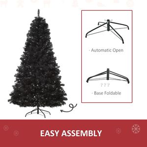 Albero di Natale Artificiale Pieghevole di Alta Qualità, Nero, 2,13 m, Apertura Automatica, Stile Halloween per Decorazioni Interne - Product Image 6