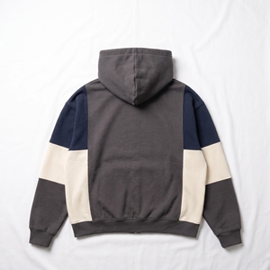 Wholesale Custom Logo Men Zip <b>Hoodie</b> 100% Cotton Oversized Heavyweight Fleece Streetwear Embroidery Gray <b>Black</b> <b>Zipper</b> Hoodies - Product Image 2