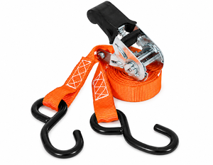 Sangle d'arrimage en polyester premium de 25 mm avec crochets en S pour la fixation de marchandises légères et le transport d'équipements durables - Product Image 1