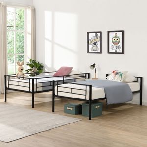 Letto a Castello in Metallo Nero con Letto Estraibile per Bambini - Product Image 4