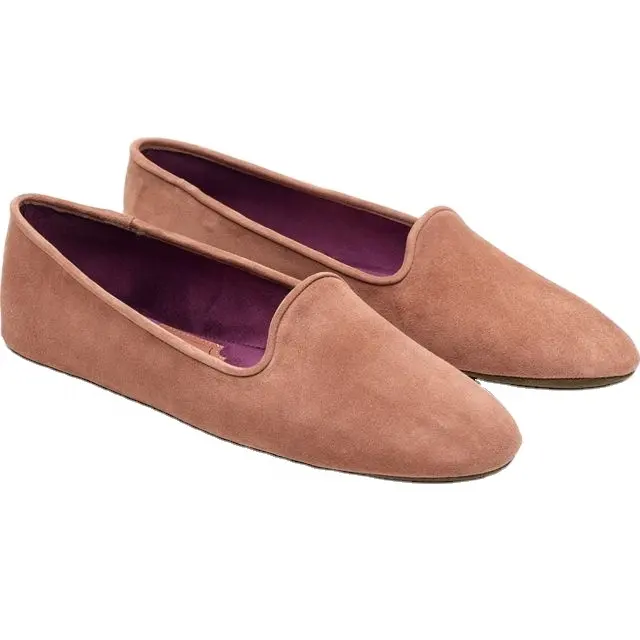 Luxury high quality antique pink suede home slippers for woman professionally handmade by craftsman in Italy ladies woman shoes