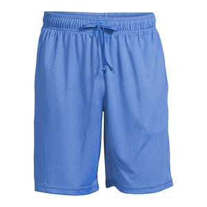 Shorts Bermuda bleus pour hommes, taille mi-haute, cordon de serrage, en polyester tricoté, décontractés, respirants, couleur unie, shorts de sport - Product Image 1