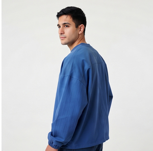 Sweat-shirt coupe-vent oversize pour homme, décontracté, à manches longues, 100% nylon polyester, col rond, tricoté - Product Image 4