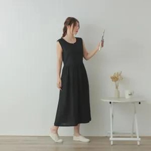 Vestido de lino 100% orgánico para mujer, vestido sin mangas de corte A ajustado, ropa de lino personalizada en tallas grandes - Product Image 1