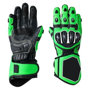 Guantes Largos de Motocicleta, Completos, de Cuero, con Protección Rígida en los Nudillos - Product Image 1