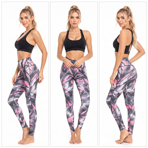 Wholesale Women's Printed <b>Yoga</b> Leggings High Waist Polyester Spandex Gym Workout Tights <b>Ladies</b> Base Layer <b>Pants</b> Quick Dry Sports - Product Image 5