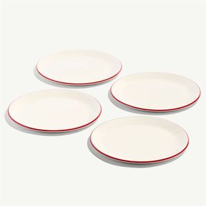 Assiette de présentation haut de gamme à bord rouge peinte à la main, résistante aux hautes températures, décoration de table design pour mariages et événements - Product Image 2