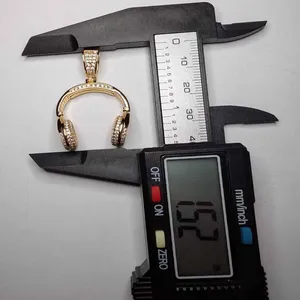 Colgante de Auriculares de Plata de Ley 925 con Incrustaciones, Chapado en Oro Rosa/Plata, Estilo Punk, con Moissanita Personalizada - Product Image 5