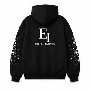 Sudadera con Capucha para Hombre, Personalizada, Negra, de Invierno, 100% Algodón, Estilo Holgado, con Pedrería, Forro Polar - Product Image 2