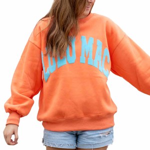 Sudadera Lulu Mac Oversized con Cuello Redondo, 100% Algodón, Estampado de Letras en Azul y Naranja, Unisex, Estilo Verano, 2 Piezas - Product Image 1