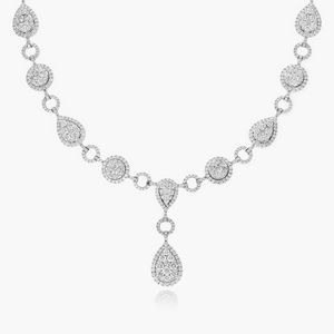 Fancy <b>Statement</b> Drop <b>Necklace</b> In White Gold - Product Image 1