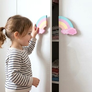 Poignée de porte en bois d'acacia moderne faite à la main, forme arc-en-ciel nuageux, poignées de tiroir, poignées de commode, poignées de placard, poignées de chambre d'enfant - Product Image 4