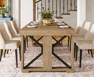 Mesa de Comedor Cuadrada Moderna Hecha a Mano de Madera Maciza Ecológica para Casa de Campo, Hotel y Villa - Product Image 3