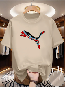 เสื้อยืดลำลองแขนสั้นคอตั้งผ้าฝ้ายทวิล 100% แห้งเร็ว ระบายอากาศได้ดี น้ำหนัก 220 กรัม พิมพ์ลายด้วยเทคนิค Heat-Transfer สำหรับผู้ชาย ใส่ได้ในช่วงฤดูร้อน - Product Image 2