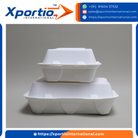 Contenant alimentaire jetable en bagasse, type clamshell, 6x6 pouces, 3 compartiments, biodégradable, écologique, qualité alimentaire, vente en gros