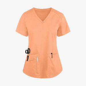 Uniformes Médicos Personalizados de Diseño Elegante, Blusa Médica Ajustada de Manga Corta, Conjuntos de Uniformes Médicos para Hombres y Mujeres, Cuello Alto, Alta Calidad, para Hospital - Product Image 1