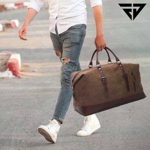 Sac de voyage vintage en cuir véritable, forme baril, avec une seule poignée, fermeture éclair, logo personnalisé, unisexe, grande capacité - Product Image 3