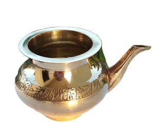 Pot de Pooja en laiton de qualité supérieure, récipient rituel hindou traditionnel, décoration de temple et de maison, cérémonies spirituelles, finition polie durable, art - Product Image 1