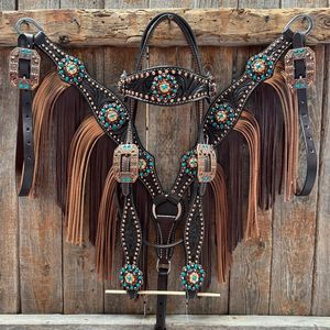 2026 Más Vendido Cómodo y Ligero Conjunto de Cabezada y Pechopetral de Cuero para Caballo Western Hecho a Medida y Hecho a Mano con Empaque Personalizado - Product Image 3