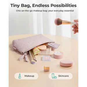 Bolsa de Maquillaje Portátil para Mujer, Pequeña, Resistente al Agua, Organizador de Viaje con Cierre Decorativo, Bolsa y Estuche Cosmético Acolchado - Product Image 2