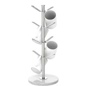 Minimalist Metal Double Tier Cup Rack Standing <b>Storage</b> Holder for <b>Kitchen</b> Tableware Durable Baking Paint Finish - Product Image 2