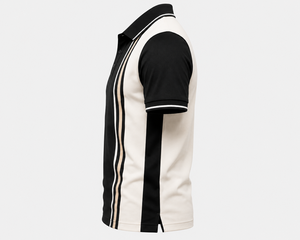 Mens Contrast Panel Polo Shirt Modern Stripe Design Short Sleeve Premium Pique Polo Shirt OEM ODM Supplier - Product Image 4