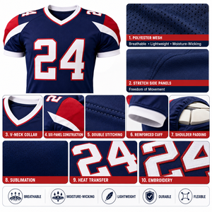Camiseta de fútbol americano personalizada para hombre, de secado rápido, transpirable, para partidos de equipo, con logotipo, nombre y número personalizados - Product Image 5