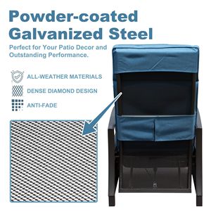 Sedia Reclinabile in Metallo Regolabile per Esterni con Tavolino Ribaltabile e 6 Cuscini Rimovibili da 6,8 Pollici per Relax e Riposo - Product Image 6