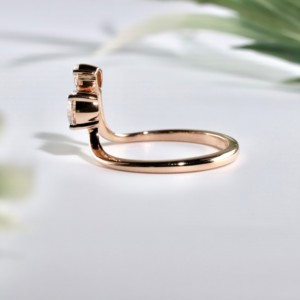 Anillo de compromiso de oro rosa con diamante cultivado en laboratorio, diseño abierto, clásico, redondo, en forma de pera, con dos piedras, solitario, para boda, joyería fina, regalo - Product Image 2