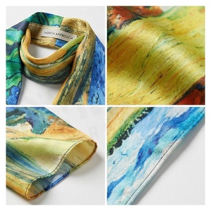 Pañuelo Largo de Seda para Mujer Noemi-Chow, Estampado Abstracto Pintado a Mano, Accesorio de Moda Multifuncional para Todas las Temporadas - Product Image 4