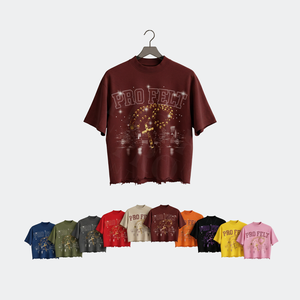 Fashionable Stylish Men's Loose High Street 100% Cotton Vintage Comfortable Low MOQ Custom Logo Hip Hop Breathable T-shirt - Product Image 1