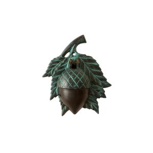 Timbre de Puerta Premium con Diseño de Hoja de Roble, Acabado Bronce Verdigris Antiguo, Herraje Decorativo para Puerta Principal, Acento Inspirado en la Naturaleza - Product Image 1