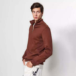 Pull en maille bordeaux pour homme à col montant zippé, coupe classique, décontracté, pour l'automne - Product Image 5