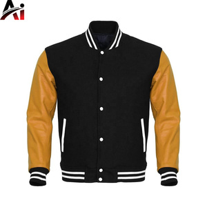 Veste de baseball de style universitaire sur mesure de haute qualité pour hommes, en laine et cuir, veste tendance OEM - Product Image 5