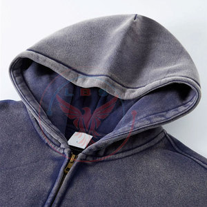 เสื้อฮู้ดซิป LBS Winter Acid Wash ผ้าฝ้าย 100% แบบเรียบ สไตล์ลำลองสำหรับผู้ชาย เสื้อผ้าแฟชั่นคุณภาพสูง - Product Image 2