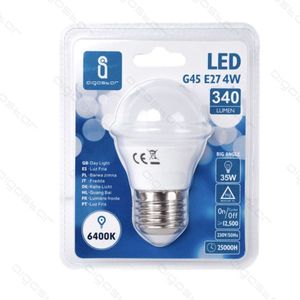 Lampadina LED G45 E27 4W 6400K Luce Diurna 340 Lumen Ampio Angolo - Product Image 1