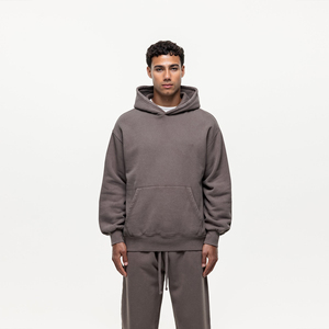 <b>Men's</b> Oversized Hooded Fleece Sweatshirt Solid Color Casual Autumn Wear Regular Sleeve Pocket Design 100% Cotton Knitted Fit - Product Image 3