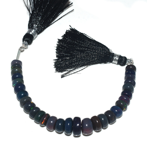 Opale éthiopienne naturelle 5x5 à 8x8 MM environ 4 pouces Rondelle couleur noire perles lisses 4 pouces brin pour la fabrication de bijoux - Product Image 1