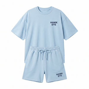 Vêtements d'été pour femmes 2026 – Ensemble short et t-shirt en coton bleu ciel pour femmes, personnalisé, idéal pour le fitness et la gym - Product Image 4