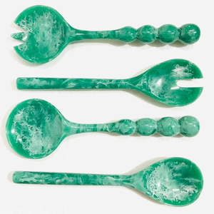 Nouveauté : Ensemble d'ustensiles à salade en résine écologique faits à la main, vert et rose bébé, compatibles lave-vaisselle/micro-ondes/four - Product Image 5