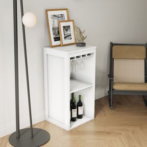 Mobile Bar Modulare per Vini in Colore Bianco con Ripiani e Vetrina per Sala da Pranzo - Product Image 1