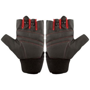 Half Finger Gym Gloves PU Leather Adjustable Wrist <b>Strap</b> Weight Lifting Fitness Unisex Red Stitching Reinforced Palm - Product Image 3