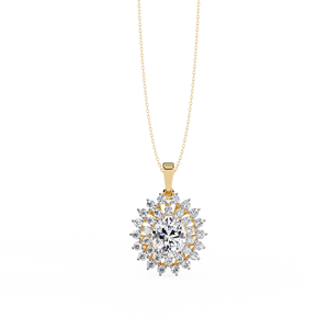 Classic 14K <b>Solid</b> <b>Gold</b> IGI Certified Oval Cut 2 CT and Round Lab Diamond Solitaire <b>Pendant</b> Necklace for Women Party Gift - Product Image 1