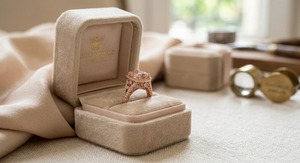 Bague de fiançailles élégante en Morganite naturelle, taille coussin, en argent sterling 925 plaqué or rose, sertie griffes - Product Image 6