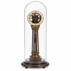 Art Deco Mechanical Metal Desk <b>Clock</b> with Glass Face <b>Vintage</b> Style Decorative Table | <b>Clock</b> for Home Office Living Room Decor - Product Image 1